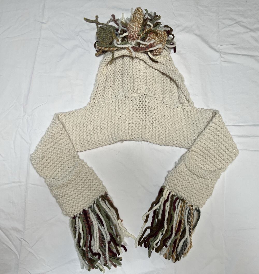 Hand Crocheted Beanie With Hand Warmers, Cute Ears And Unicorn Horn Gift